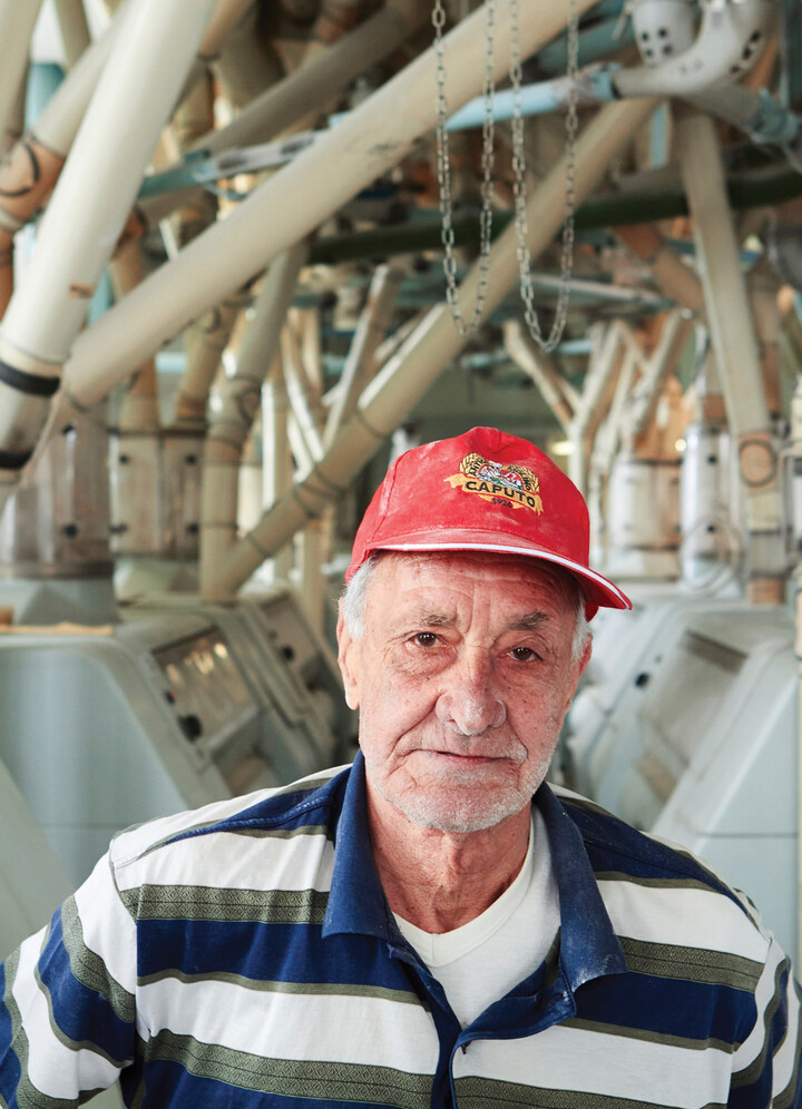 This man has worked at the Caputo mill for seventy years.