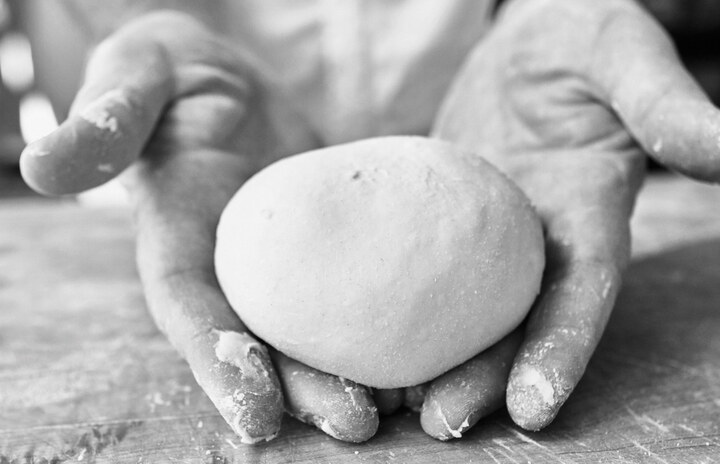 Shaping the dough balls.